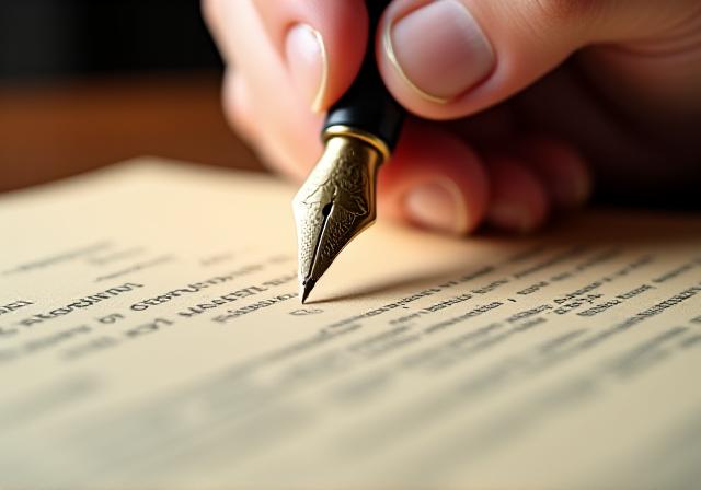 Person signing a professional legal document